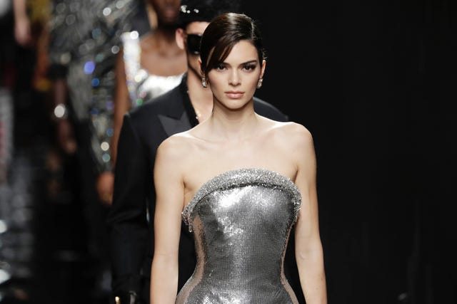 Milan, Italy 21 February Kendall Jenner walks the runway during the Versace fashion show as part of Milan Fashion Week Autumn Winter 2020 2021 on 21 February 2020 in Milan, Italy Photo by John Phillipswireimage