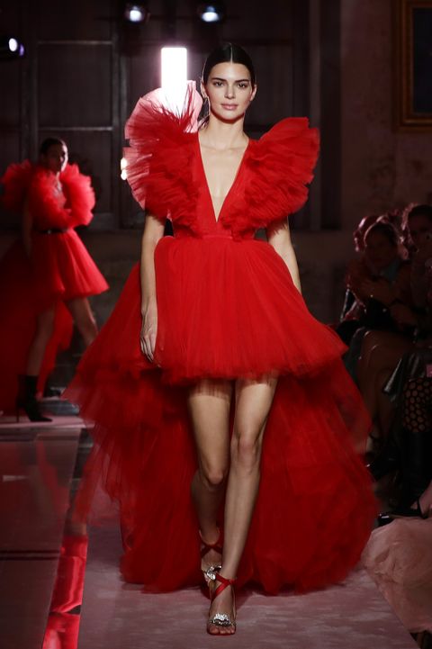 spear Symmetry Treaty Kendall Jenner takes to the catwalk in Rome wearing that Giambattista Valli  dress