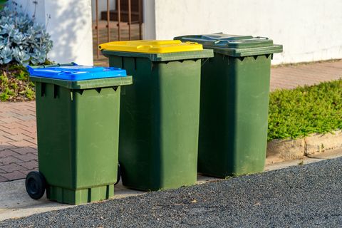 Curbside bins ready for collection