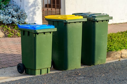 Curbside bins ready for collection