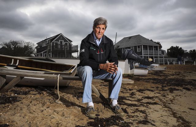 tisbury, ma   september 18 john kerry, 68th united states secretary of state, poses for a portrait at the gannon and benjamin boatyard on martha's vineyard in vineyard haven, ma on sept 18, 2020 when he was secretary of state, kerry was an architect of the 2015 paris climate accord to reduce greenhouse gases globally recently, he has helped launched a new fund that attempts to put a global price on carbon emissions economists believes doing so can incentivize the marketplace to manage climate risk and invest in innovation photo by erin clarkthe boston globe via getty images
