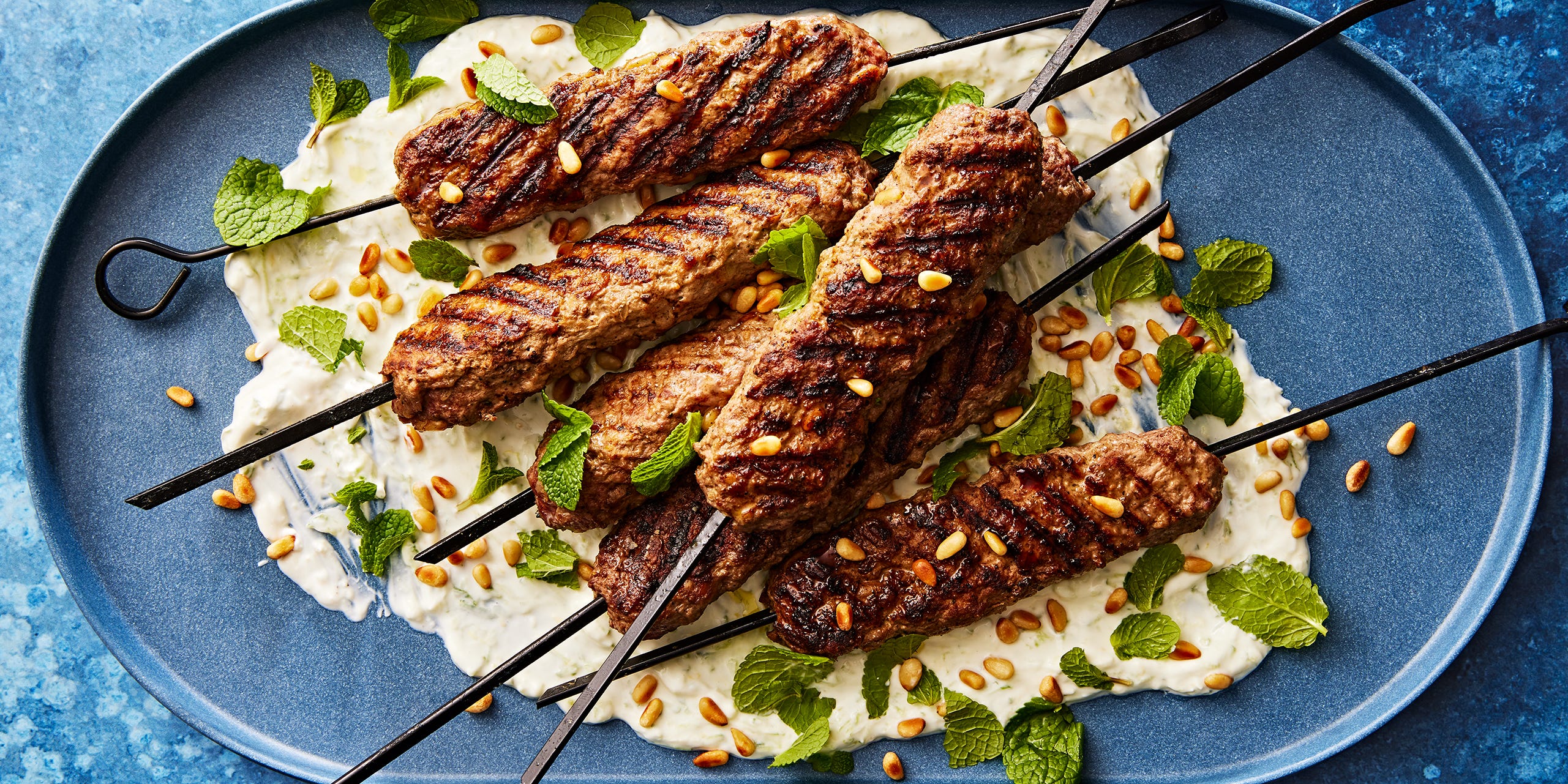 These Kibbeh-Spiced Lamb Skewers With Tzatziki Are Perfect For The Last Days Of Grilling Season