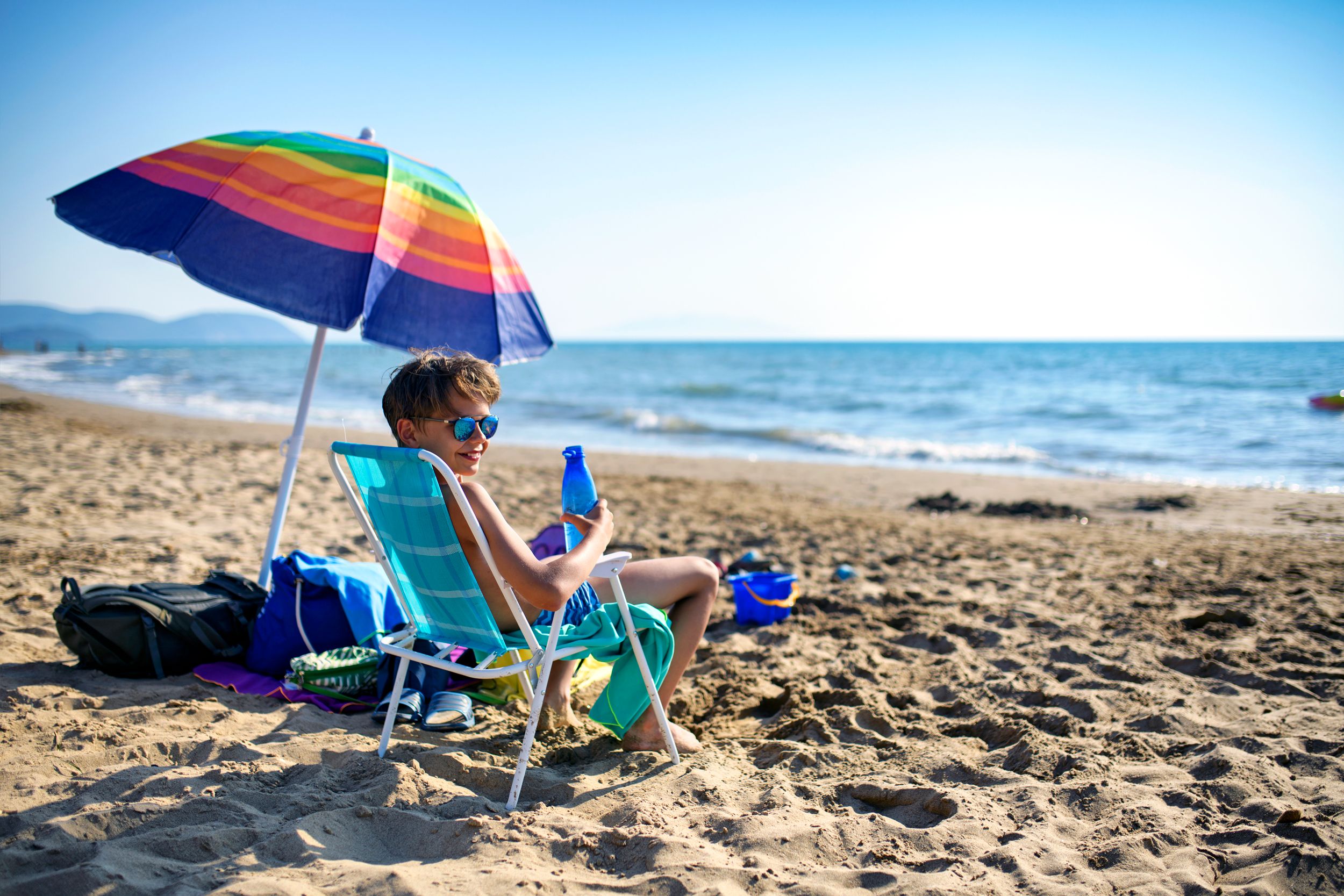 beach with beach chair