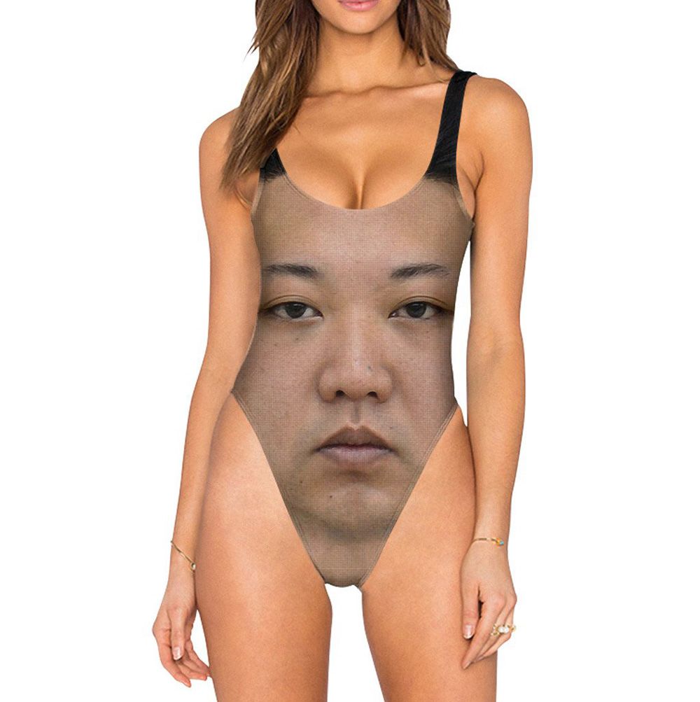 bathing suits with faces on them