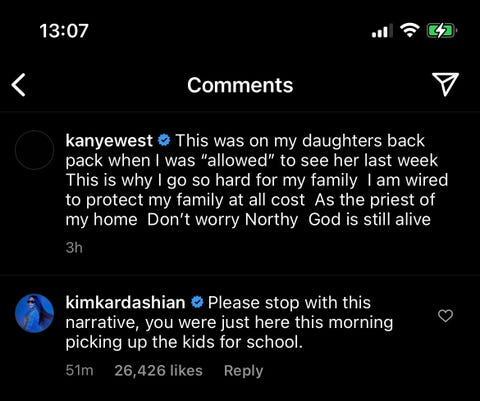 kim kardashian's comment to kanye west