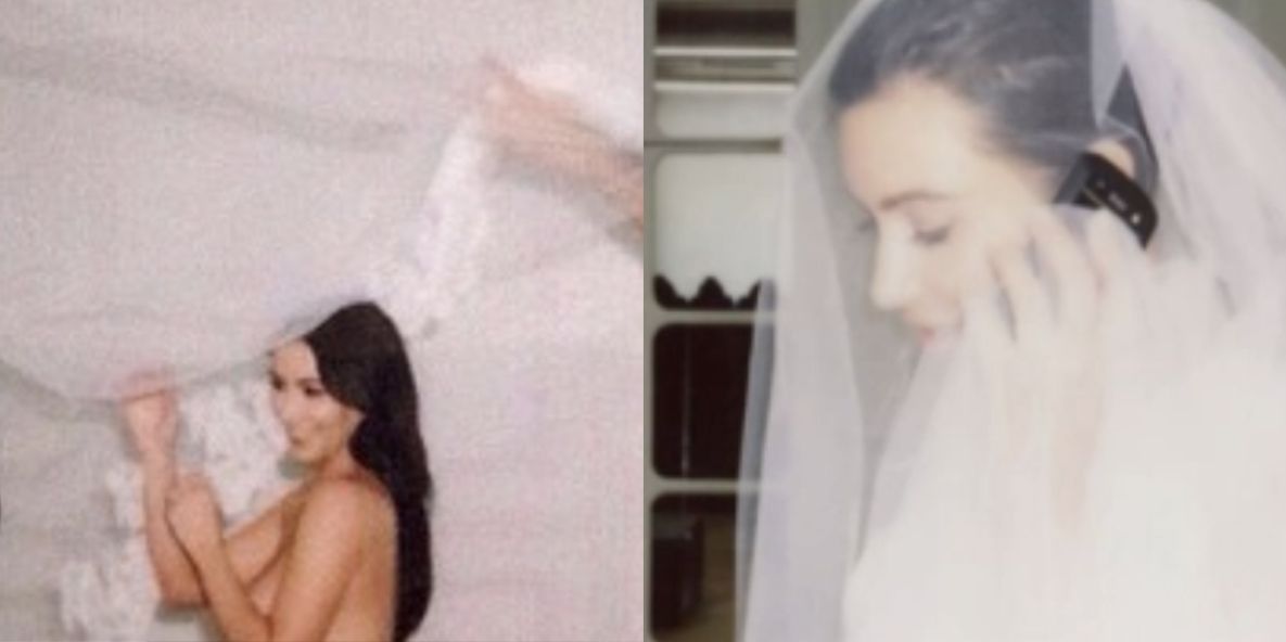 Kim Kardashian Posts Throwback Wedding Dress Photos From 2014