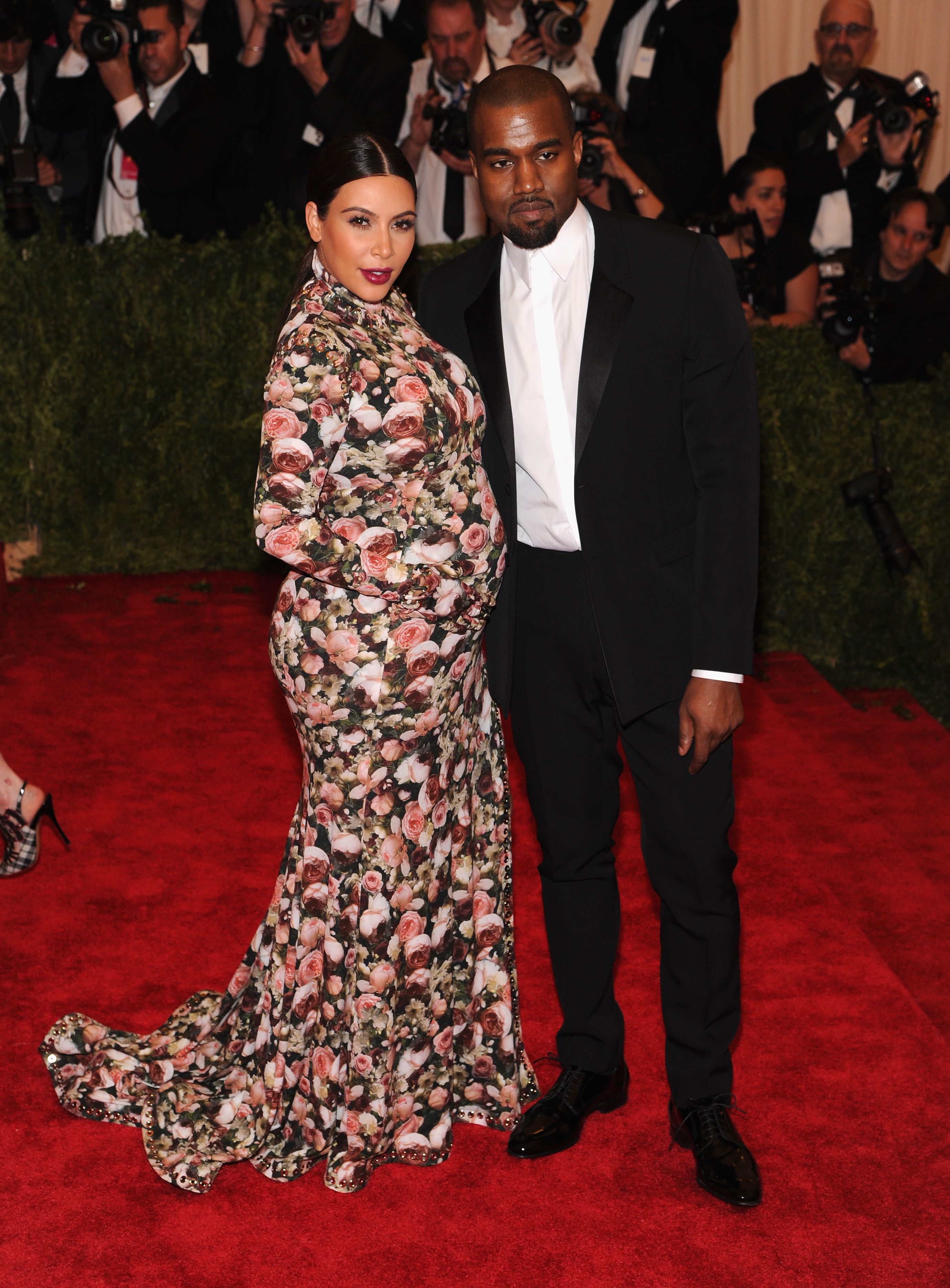 kim k met gala floral dress