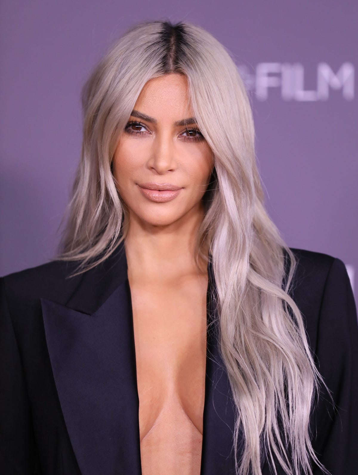 Kim Kardashian Has Platinum Blonde Hair For A Kkw Beauty Collection