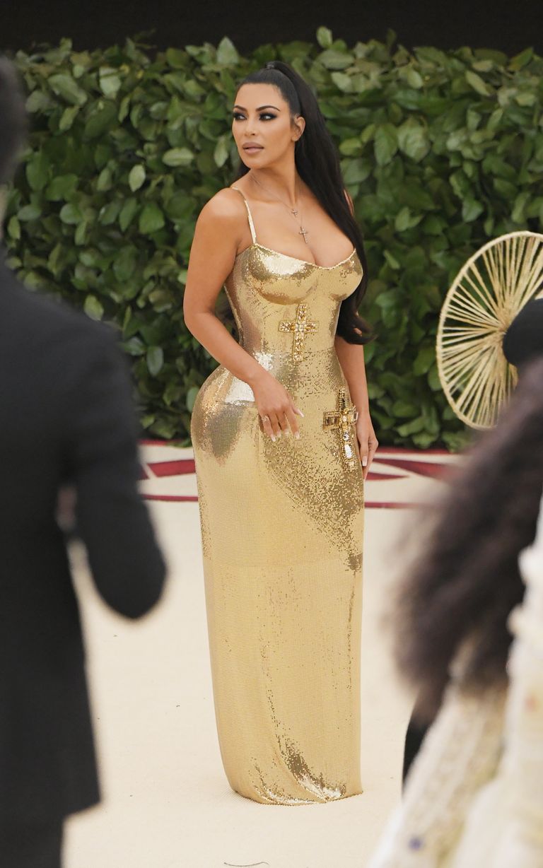 Kim Kardashian Wears Shiny Gold Dress to the Met Gala - Kanye Skips Met