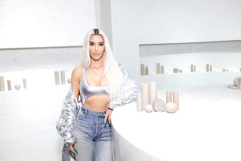 kim kardashian visits the skkn by kim holiday pop up store at westfield century city mall