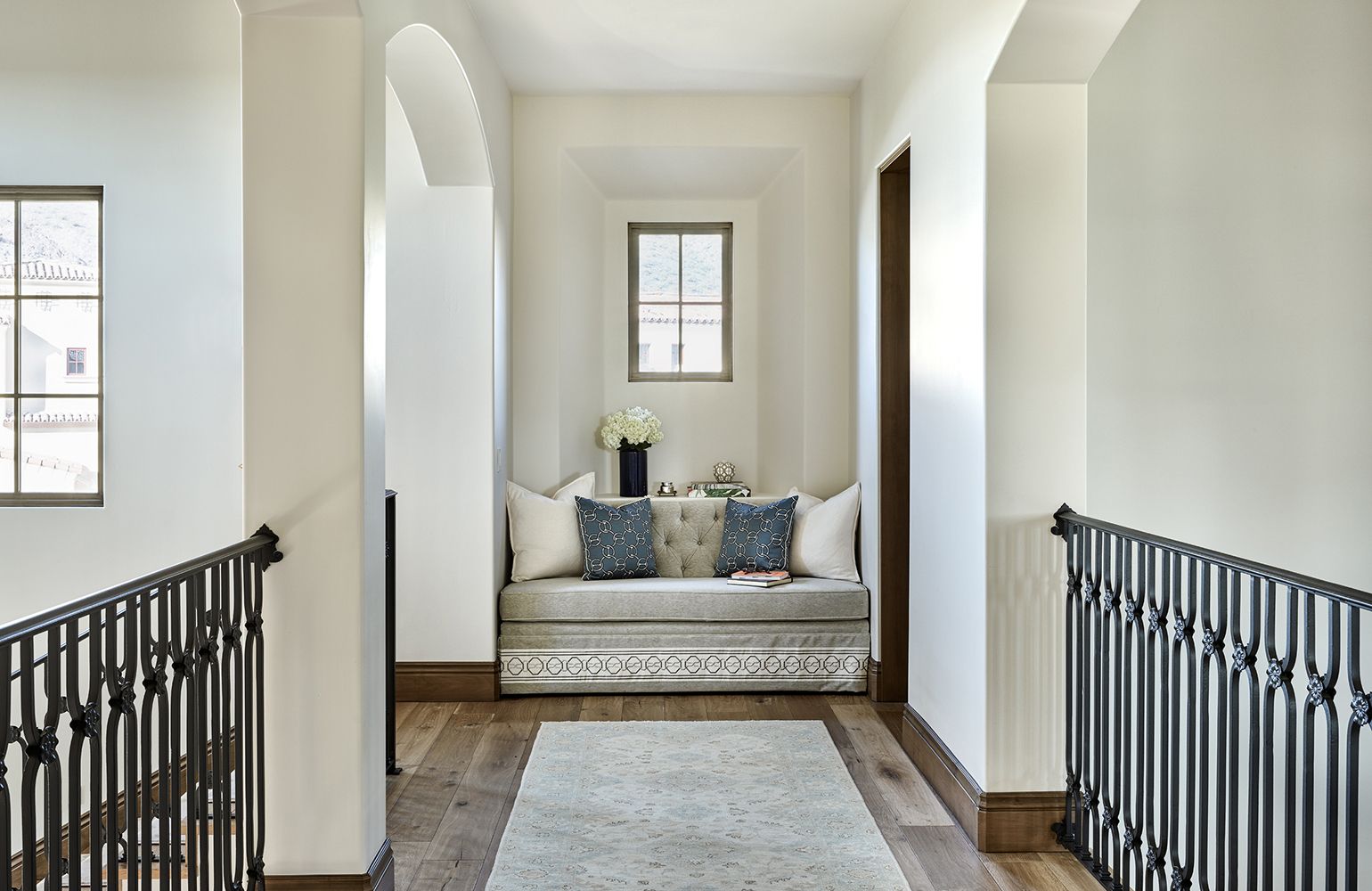 chaise lounge in hallway