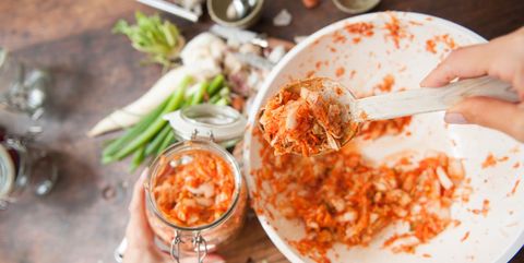 Kimchi in een pot 