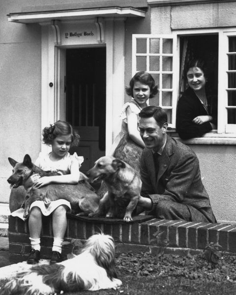 june 1936  king george vi 1895   1952 and queen elizabeth with princesses margaret rose 1930   2002 left and elizabeth at y bwthyn bach the welsh house, a miniature cottage in the grounds of windsor castle, berkshire presented to the princesses by the people of wales in 1931  photo by lisa sheridanstudio lisagetty images