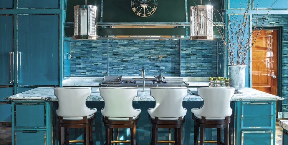 teal blue kitchen appliances