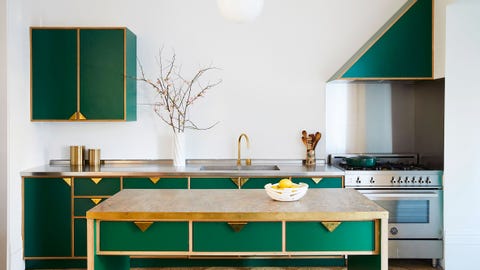 modern kitchen with green accents