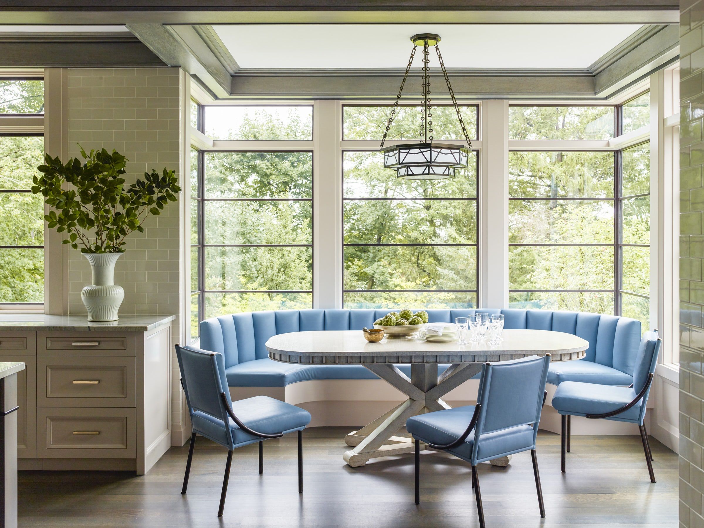 kitchen table with booth and chairs