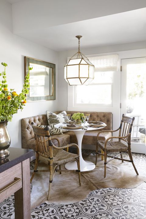 25 Charming Banquette Seating Ideas, Leather Breakfast Nook Dining Set