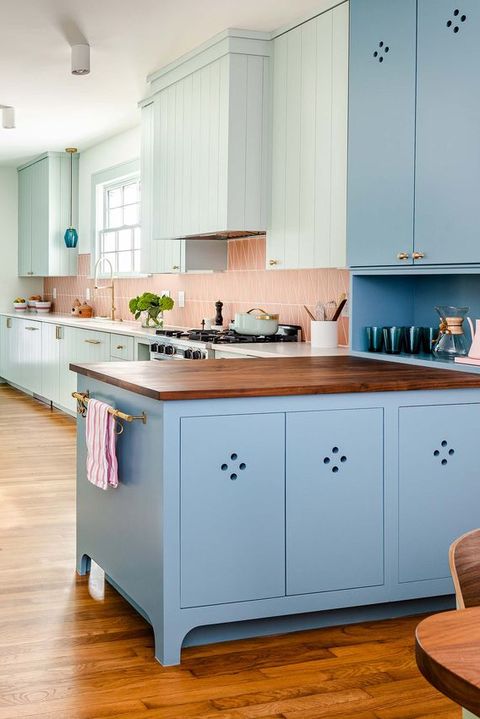 blue and teal cabinetry