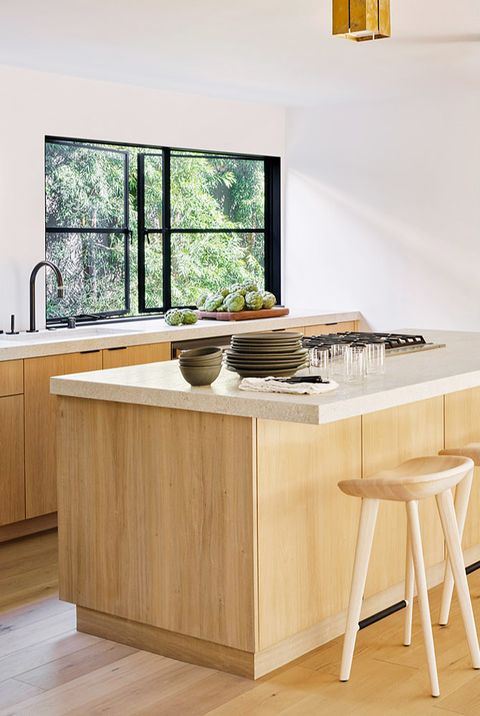 contemporary kitchen with modern windows