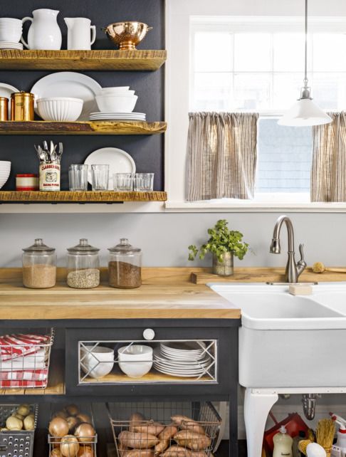 100 Best Kitchen Design Ideas, Kitchen With Shelves No Cabinets