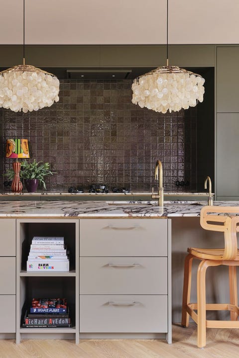 green and gray cabinets