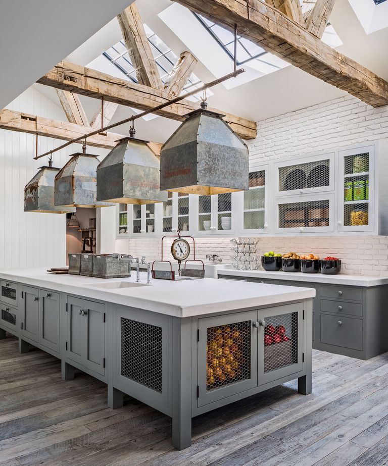 Farmhouse Island With Seating, Industrial Style Kitchen Island With Seating Area