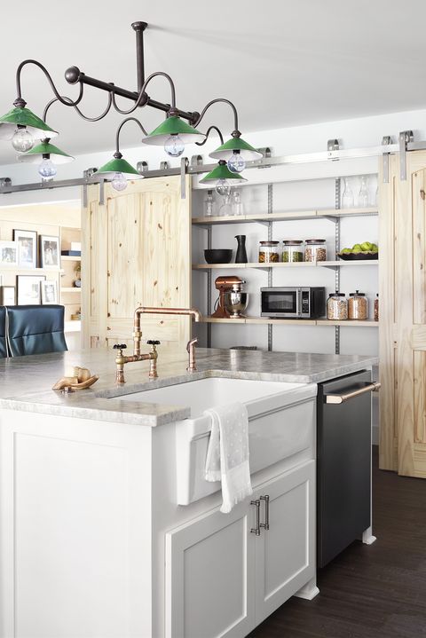 kitchen with character by texas designer grace mitchell of hgtv's one of a kind sliding pantry doors