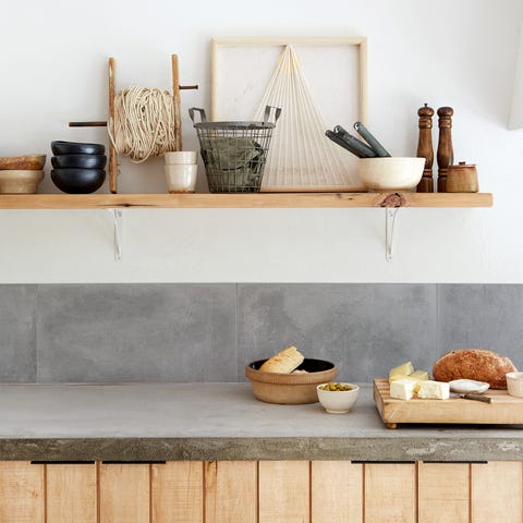 Estante, Mueble, Estantería, Pared, Habitación, Mesa, Madera, Interiorismo, Cocina, Propiedad del material,