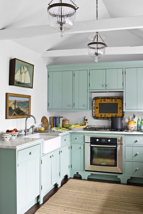 small kitchen with wall art