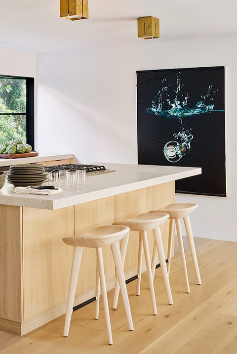 modern kitchen with artwork