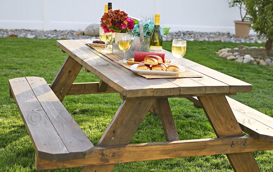 wooden table top picnic