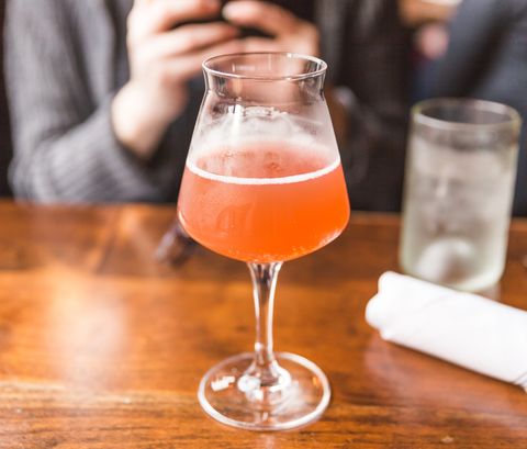 Kombucha Drink in Fancy Glass at Restaurant