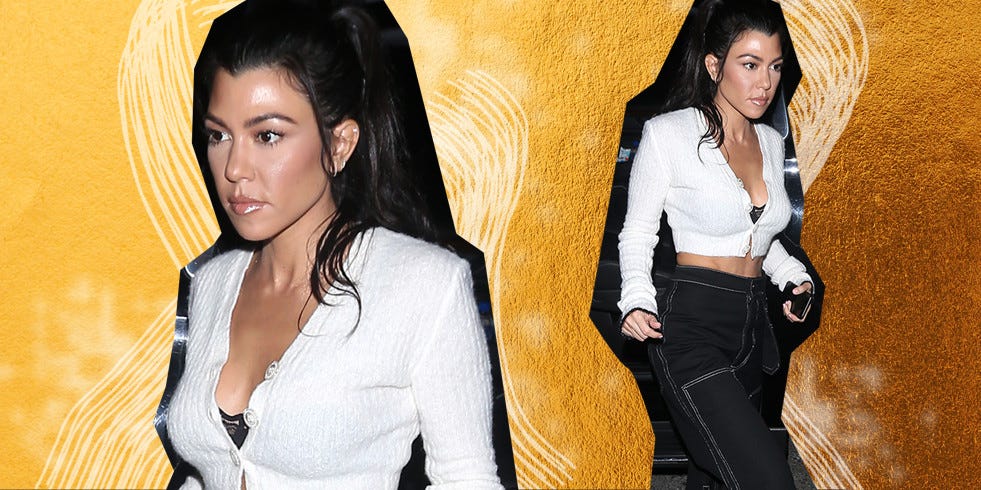 Kourtney Kardashian Shows Off Her Abs In The Tiniest Cropped Sweater