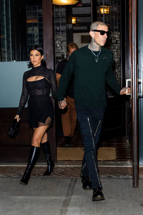 kourtney kardashian and travis barker in new york city on october 14, 2021