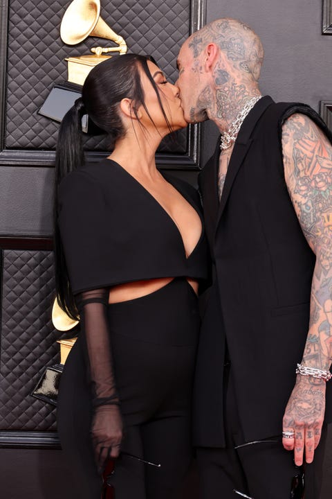 Kourtney Kardashian and Travis Barker kissing at the Grammys kourtney kardashian and travis barker kissing at the grammys