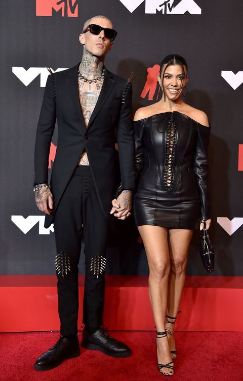 new york, new york   september 12 travis barker and kourtney kardashian attend the 2021 mtv video music awards at barclays center on september 12, 2021 in the brooklyn borough of new york city photo by axellebauer griffinfilmmagic