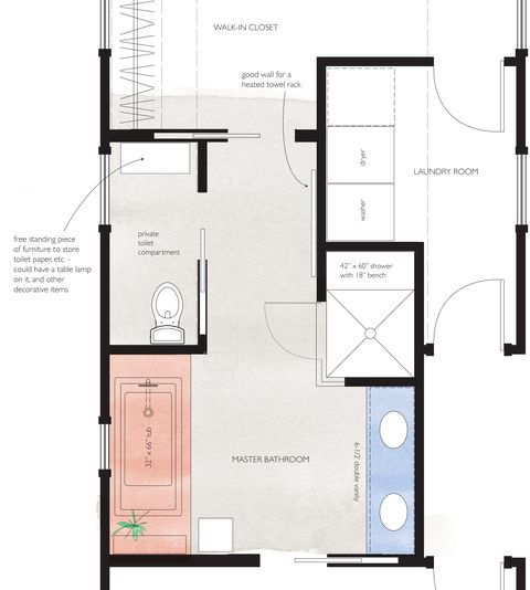 3 Bathroom Layouts Designers Love Floor Plan Templates - Master Bathroom Floor Plans With Walk In Shower No Tub