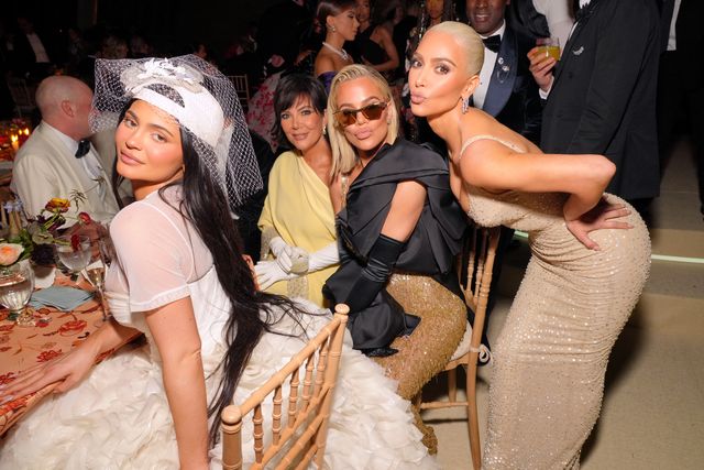 new york, new york   may 02 exclusive coverage kylie jenner, kris jenner, khloé kardashian and kim kardashian attend the 2022 met gala celebrating in america an anthology of fashion at the metropolitan museum of art on may 02, 2022 in new york city photo by kevin mazurmg22getty images for the met museumvogue