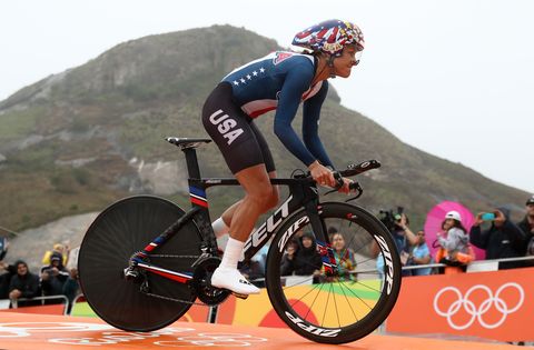 rio de janeiro, brazil august 10 kristin armstrong of the united states prepares to start in the womens individual time trial on day 5 of the rio 2016 olympic games at pontal on august 10, 2016 in rio de janeiro, brazil photo by bryn lennongetty images