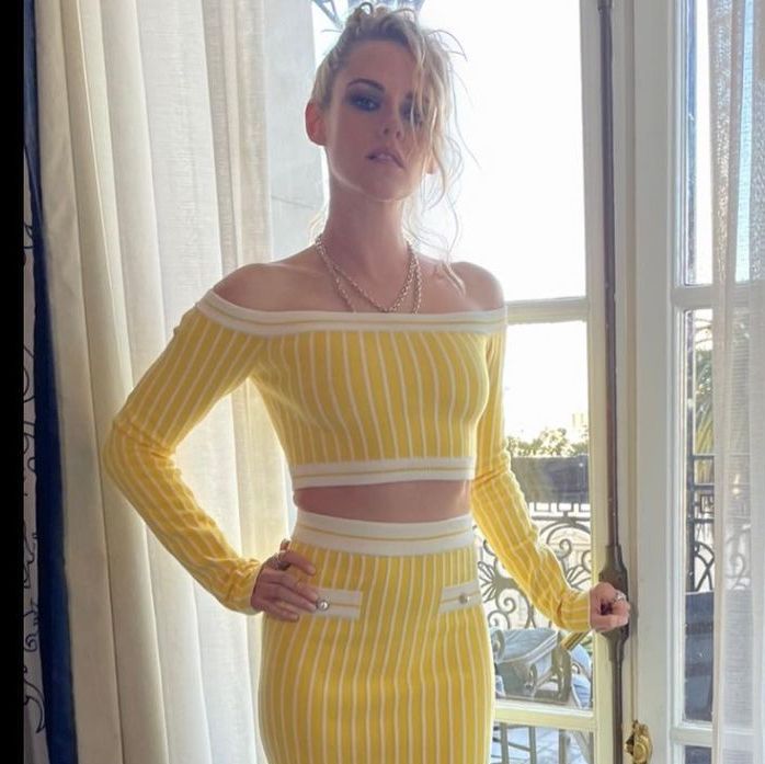PSA: Kristen Stewart Looks AMAZING in This Yellow Crop Top and Skirt Set