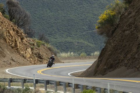 harley davidson nightster driving on curvy mountain road