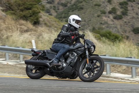 harley davidson nightster driving on a mountain road