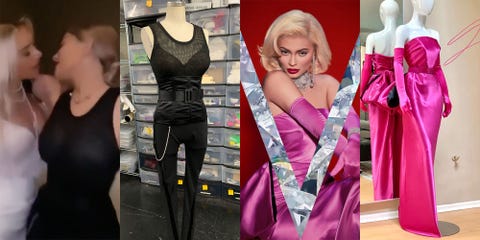 Kylie Jenner in her costumes alongside behind the scene shots