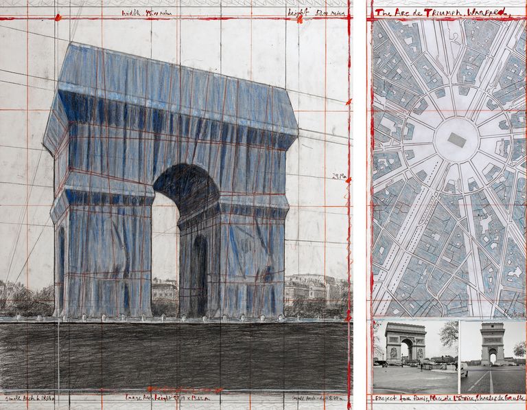 Christo e Jeanne-Claude e l'installazione a Parigi L'Arc de Triomphe