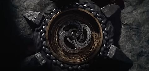 a family crest referencing rhaenyra and daemon targaryen in house of the dragon