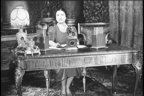 queen mother at her desk after her christmas broadcast