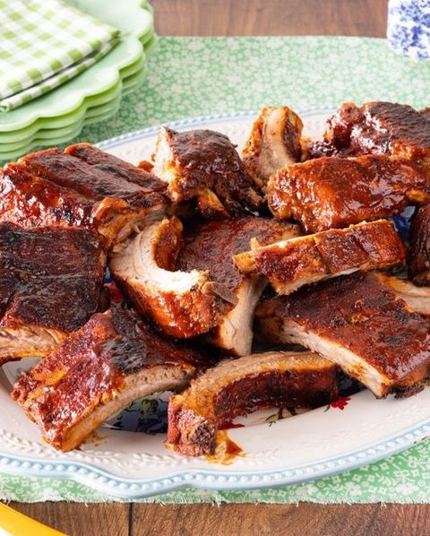 grilled bbq ribs on platter