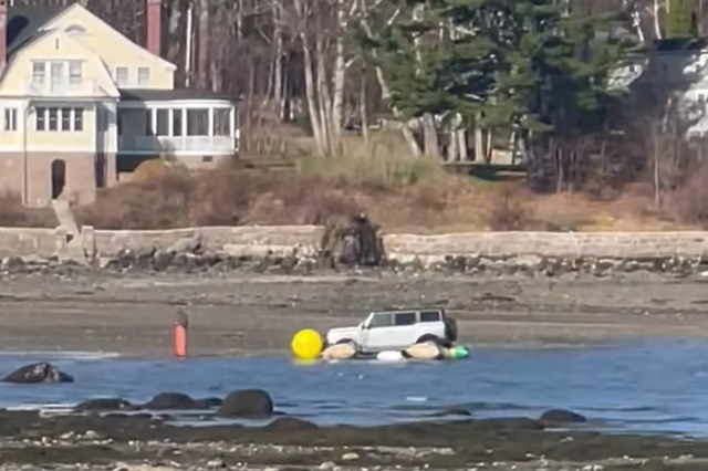 ford bronco submerged in maine