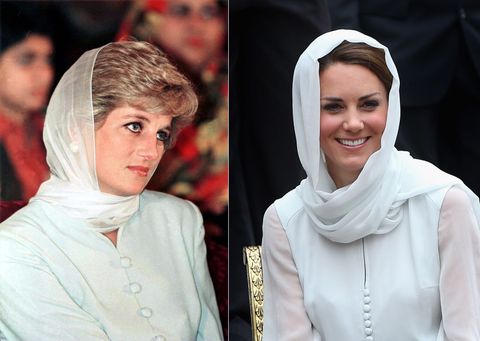 similar white looks of princess diana and kate middleton