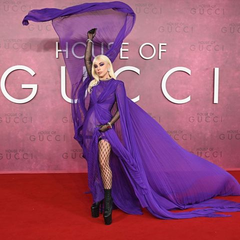 Lady Gaga's Vibrant Violet Gown at U.K. 'House of Gucci' Premiere